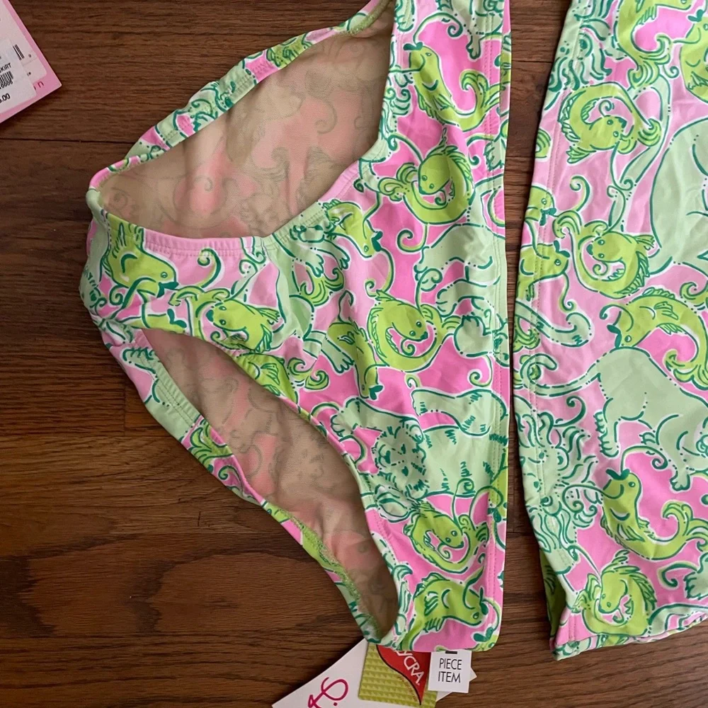 🆕⭐Ultra Rare⭐💗 4 Pc Set Lilly Pulitzer Pink & Green Tankini and Swim Cover Up
